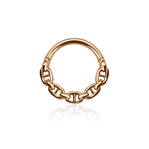 MARINE chain piercing ring 18k red gold