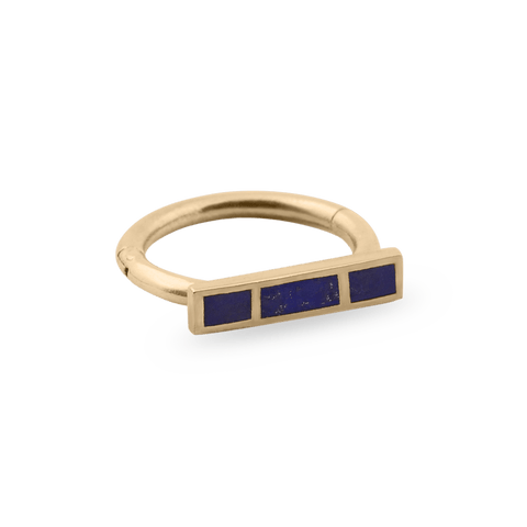 Piercing ring VICTOR 18k yellow gold with lapis lazuli